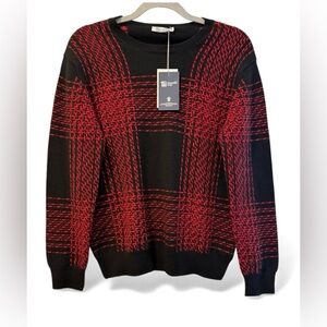 Johnston of Elgin women’s Small long sleeve red and black Cashmere sweater